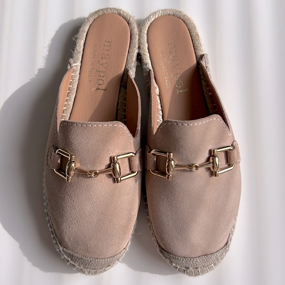 Maypol made in Spain Espadrilles suede leather with decorative metallic detail